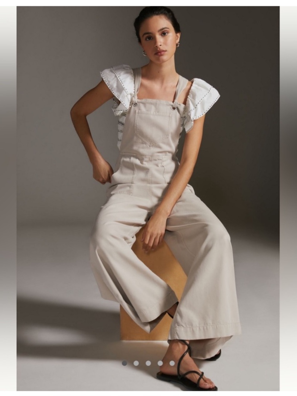 Anthropologie Beige Cotton Overalls Jumpsuit